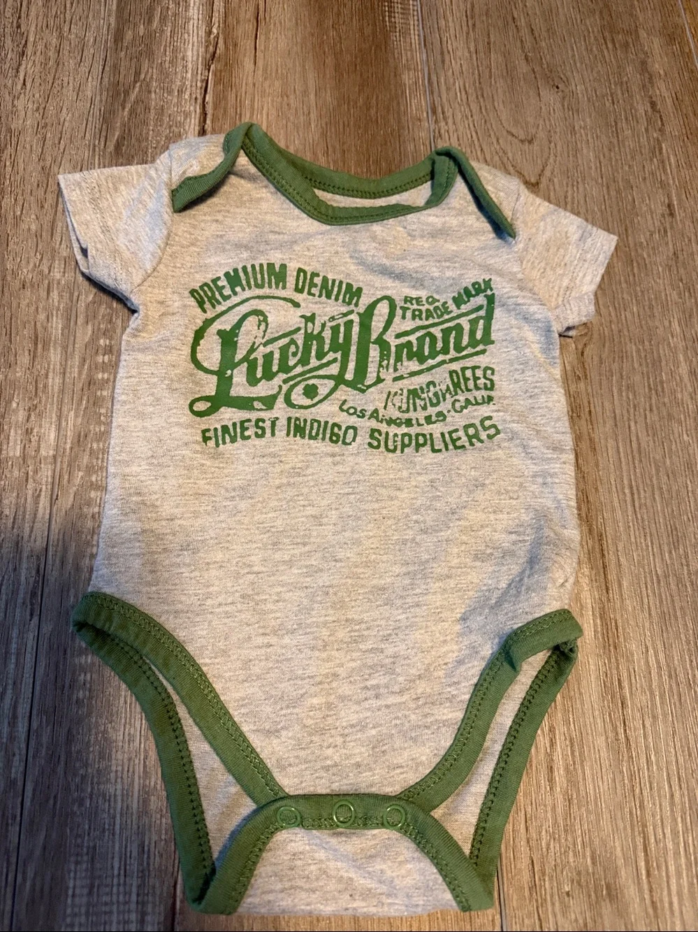 Lucky Brand Baby Bodysuit Set — Green, Yellow, Gray & White